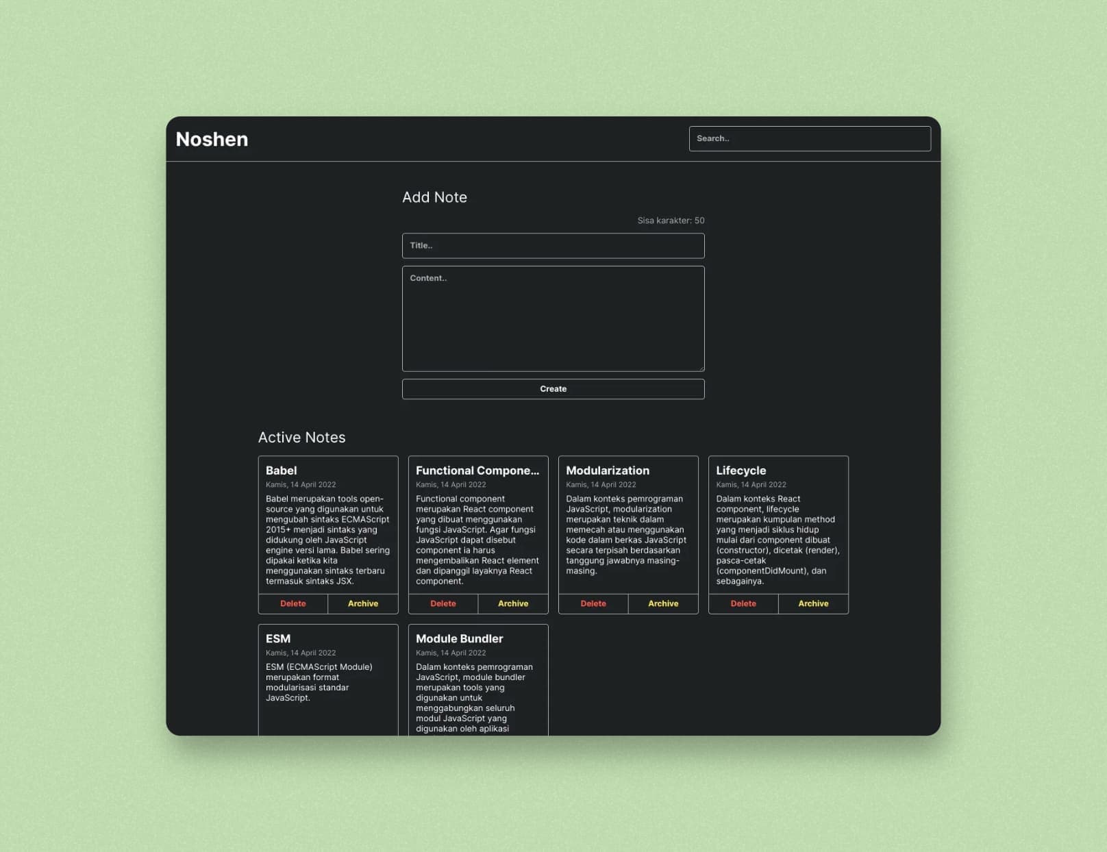 Noshen — Your Personal Notes